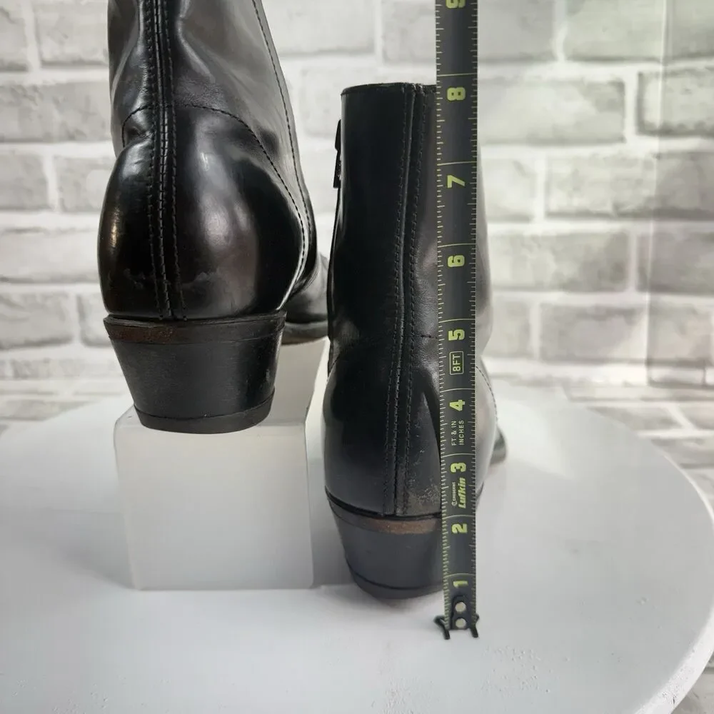 Hanover Vintage Men's 8 D/B Black Leather Ankle Zip Western Classic Boots